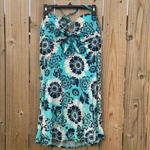 Take 50% OFF- Islander Floral Halter Swim Dress  in Blue and White